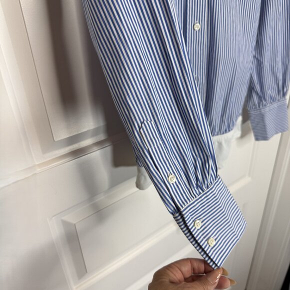 J.Crew Blue White Striped Button Front Bodysuit Top Size 2 - Picture 7 of 9